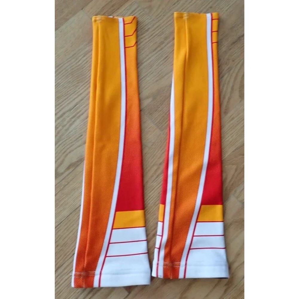 Voler Cycling Arm Protectors Sun Sleeves Size Medium Bright Yellow Orange White